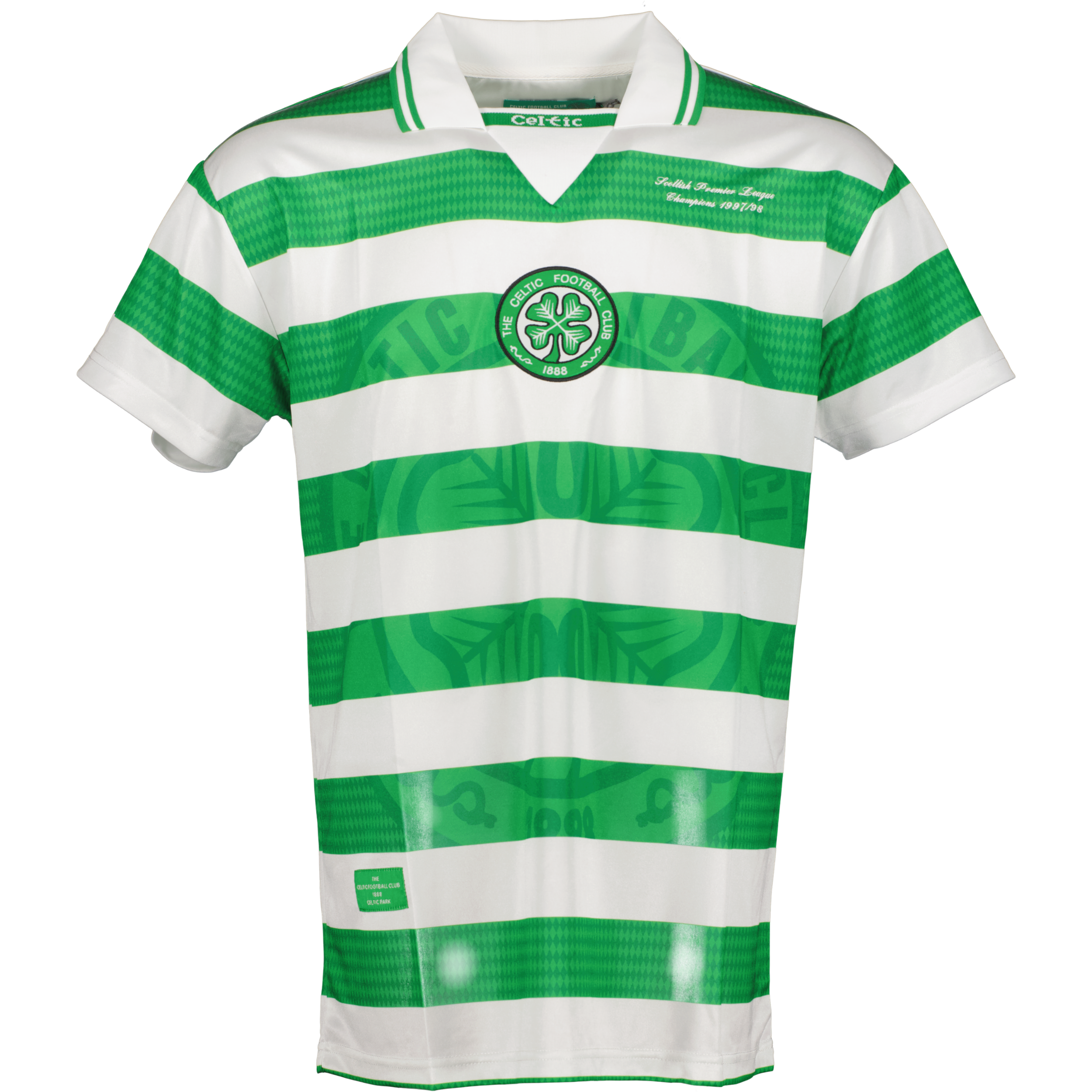 CELTIC 98-99 RETRO SHIRT BLACK/LIME GREEN STRIPES